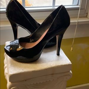 Black patten leather stilettos